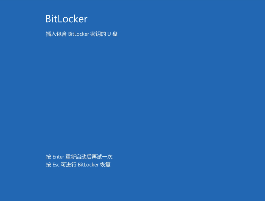 插入包含 BitLocker 密钥的 U 盘